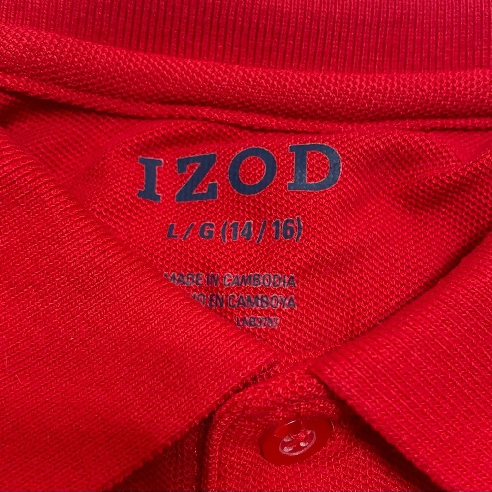 IZOD boys pique red short sleeve polo shirt size  L(14/16) NWT Uniform